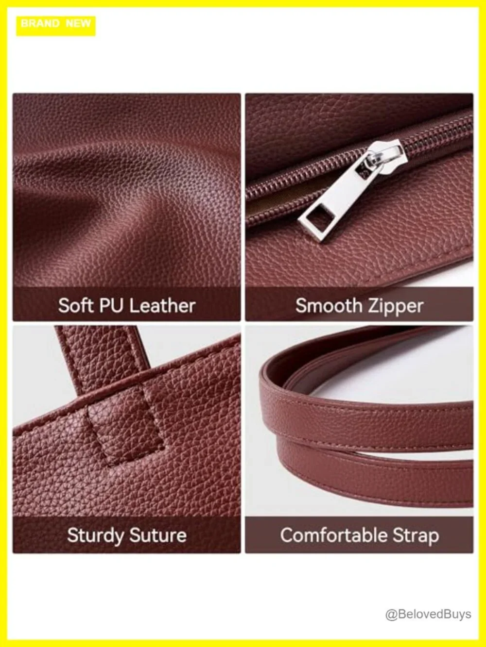 Soft Vegan Leather Tote Bag Large Casual Hobo Handbags Zipper Shoulder Work